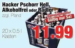 Edeka Scherer Hacker pschorr hell, alkoholfrei oder radler Angebot