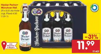 Netto Marken-Discount Hacker Pschorr Münchner Hell 20x0,5 Liter Kiste Angebot