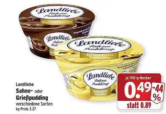 Wasgau Landliebe sahne oder grießpudding Angebot