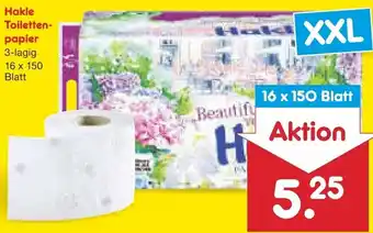 Netto Marken-Discount Hakle Toilettenpapier 3-lagig, 16 x 150 Blatt Angebot