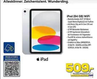 Euronics Berlet Apple ipad 64gb wifi Angebot