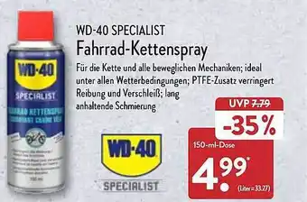 Aldi Nord Wd-40 specialist fahrrad-kettenspray Angebot