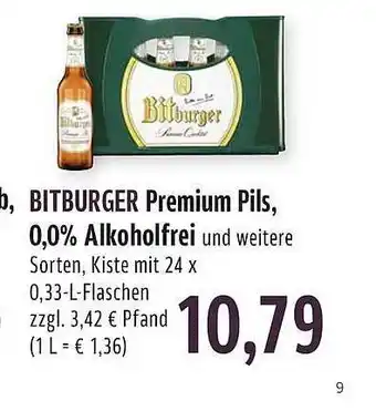 BUNGERT Bitburger premium pils, 0,0% alkoholfrei Angebot