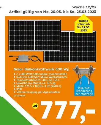 Globus Baumarkt Solar balkonkraftwerk 600wp Angebot