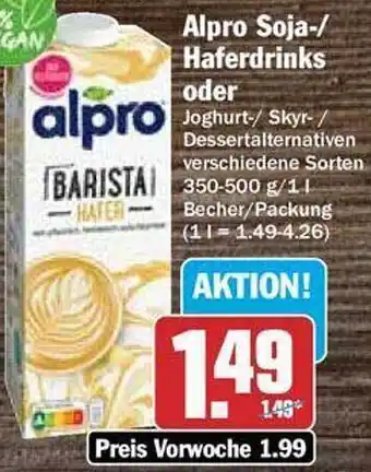 Hit Alpro soja- oder haferdrinks Angebot