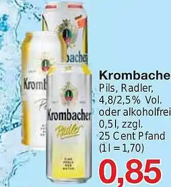 Jawoll Krombacher pils, radler oder alkoholfrei Angebot