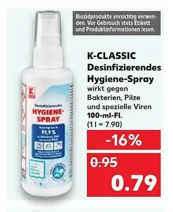 Kaufland K-classic desinfizierendes hygiene-spray Angebot