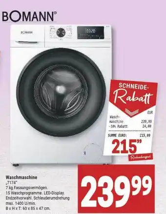 Marktkauf Bomann waschmaschine „7174“ Angebot