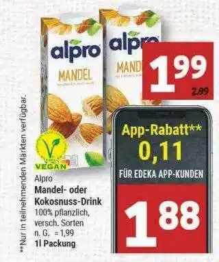 Marktkauf Alpro mandel- oder kokosnuss-drink Angebot