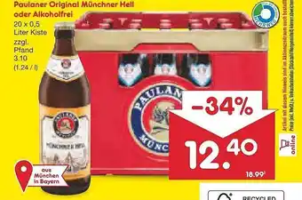 Netto Marken-Discount Paulaner original münchner hell oder alkoholfrei Angebot