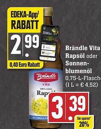 Scheck-in-Center Brändle vita rapsöl oder sonnenblumenöl Angebot