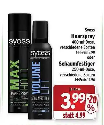 Wasgau Syoss haarspray oder schaumfestiger Angebot