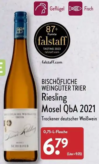 Aldi Nord Bischöfliche Weingüter Trier Riesling Mosel QbA 2021, 0,75 L Flasche Angebot