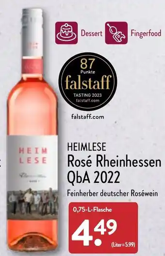 Aldi Nord Heimlese Rosé Rheinhessen QbA 2022, 0,75 L Flasche Angebot