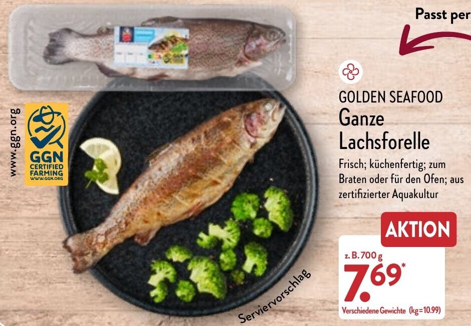 Golden Seafood Ganze Lachsforelle Angebot bei Aldi Nord