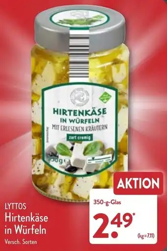 Aldi Nord Lyttos Hirtenkäse in Würfeln 350 g Glas Angebot