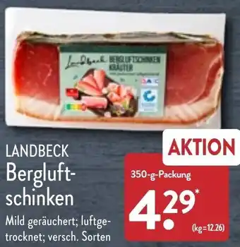 Aldi Nord Landbeck Bergluftschinken 350 g Packung Angebot