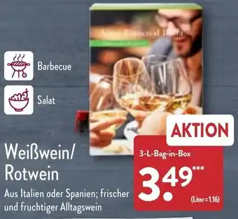 Aldi Nord Weißwein/Rotwein 3 L Bag in Box Angebot