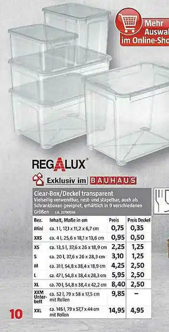 Bauhaus Regalux Clear-box Oder Deckel Transparent Angebot