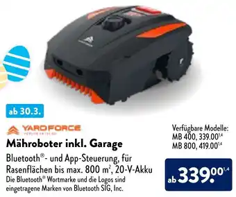 Aldi Nord Yardforce Mähroboter inkl. Garage Angebot