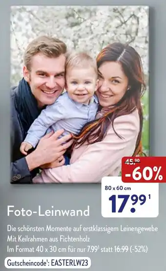 Aldi Nord Foto Leinwand 80 x 60 cm Angebot