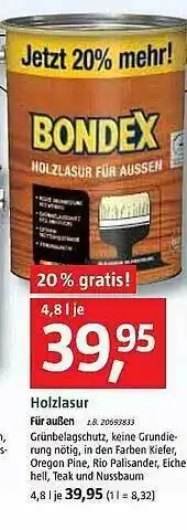 Bauhaus Bondex Holzlasur Angebot