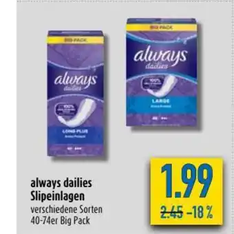 diska always dailies Slipeinlagen Angebot