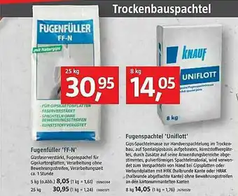 Bauhaus Knauf Fugenfüller „ff-n” Fugenspachtel „uniflott” Angebot