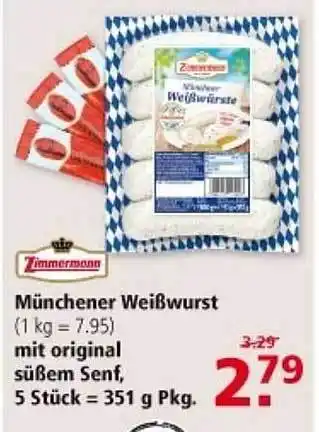 Multi Markt Zimmermann münchner weißwurst mit original süßem senf Angebot