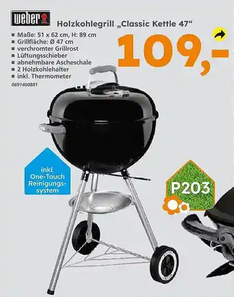 Globus Baumarkt Weber holzkohlegrill „classic kettle 47“ Angebot