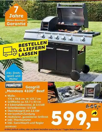 Globus Baumarkt Primaster gasgrill „mendoza 4100“ beef Angebot