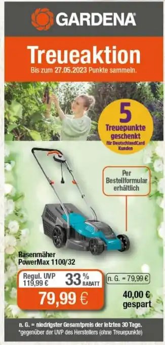 NP Discount Gardena Rasenmaher PowerMax | 1100/32 Angebot