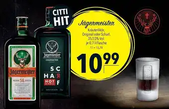 CITTI Markt Jägermeister kräuterlikör, original oder scharf Angebot