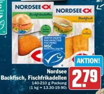 Hit Nordsee Backfisch, Fischfrikadellen 140-210 g Packung Angebot