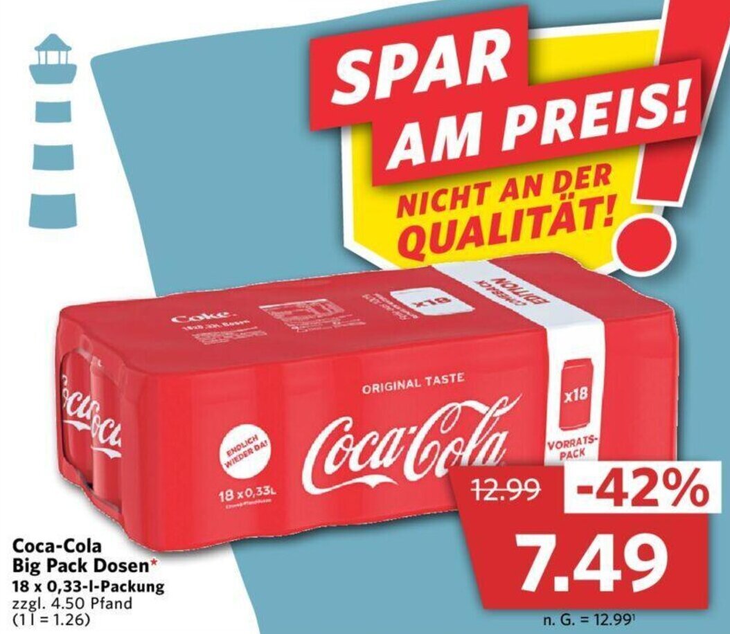 CocaCola Big Pack Dosen 18x0,33 L Packung Angebot bei Combi