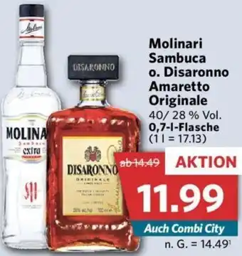 Combi Molinari Sambuca o. Disaronno Amaretto Originale 0,7 L Flasche Angebot