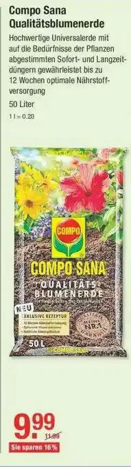 V Baumarkt Compo Sana Qualitätsblumenerde Angebot