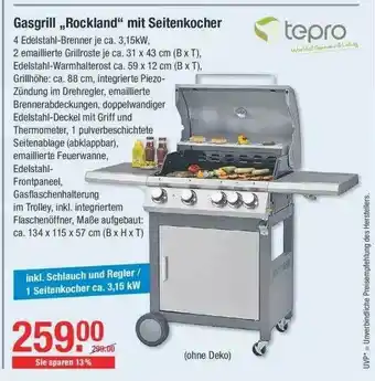 V Baumarkt Tepro Gasgrill „rockland” Mit Seitenkocher Angebot