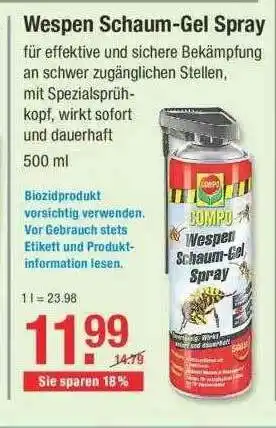 V Baumarkt Wespen Schaum-gel Spray Angebot