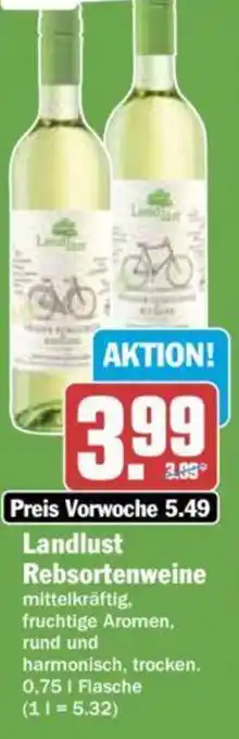 Hit Landlust Rebsortenweine 0,75 l Flasche Angebot