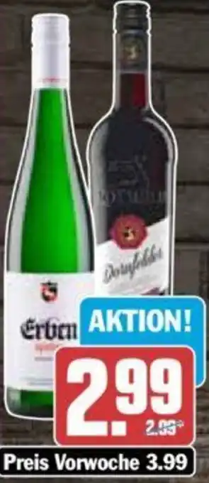 Hit Erben Spätlese oder Rotwild Rebsortenweine 0.75 l Flasche Angebot