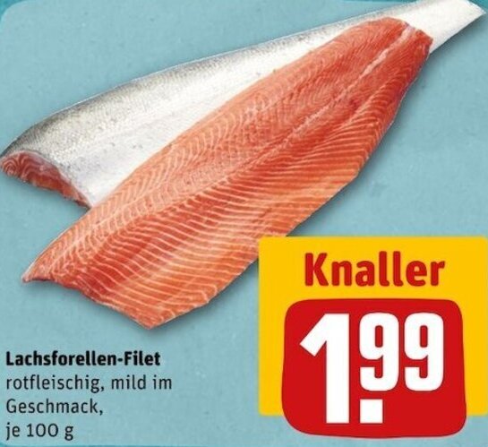 Lachsforellen Filet 100 g Angebot bei REWE Center