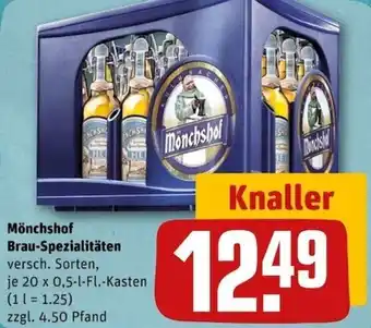REWE Center Mönchshof Brau Spezialitäten 20x0,5 L-Fl. Kasten Angebot