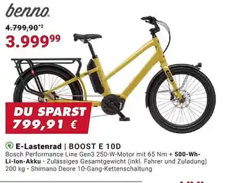 Fahrrad XXL Benno e-lastenrad boost e 10d Angebot