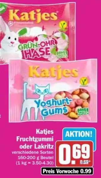 Hit Katjes Fruchtgummi oder Lakritz 160-200 g Beutel Angebot