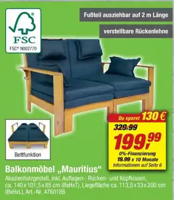 toom Baumarkt Balkonmöbel ,,Mauritius" Angebot