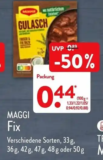 Aldi Nord Maggi Fix 33g, 36g, 42g, 47g, 48g, oder 50g Angebot