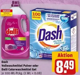 REWE Center Dash Vollwaschmittel Pulver oder Dalli Colorwaschmittel Gel 100 WL Pckg. Angebot