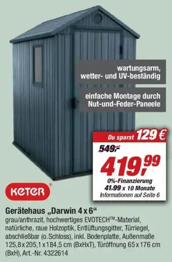 toom Baumarkt Keter Gerätehaus ,,Darwin 4 x 6" Angebot