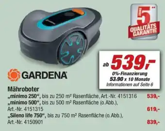 toom Baumarkt Gardena Mähroboter ,,minimo 250" Angebot